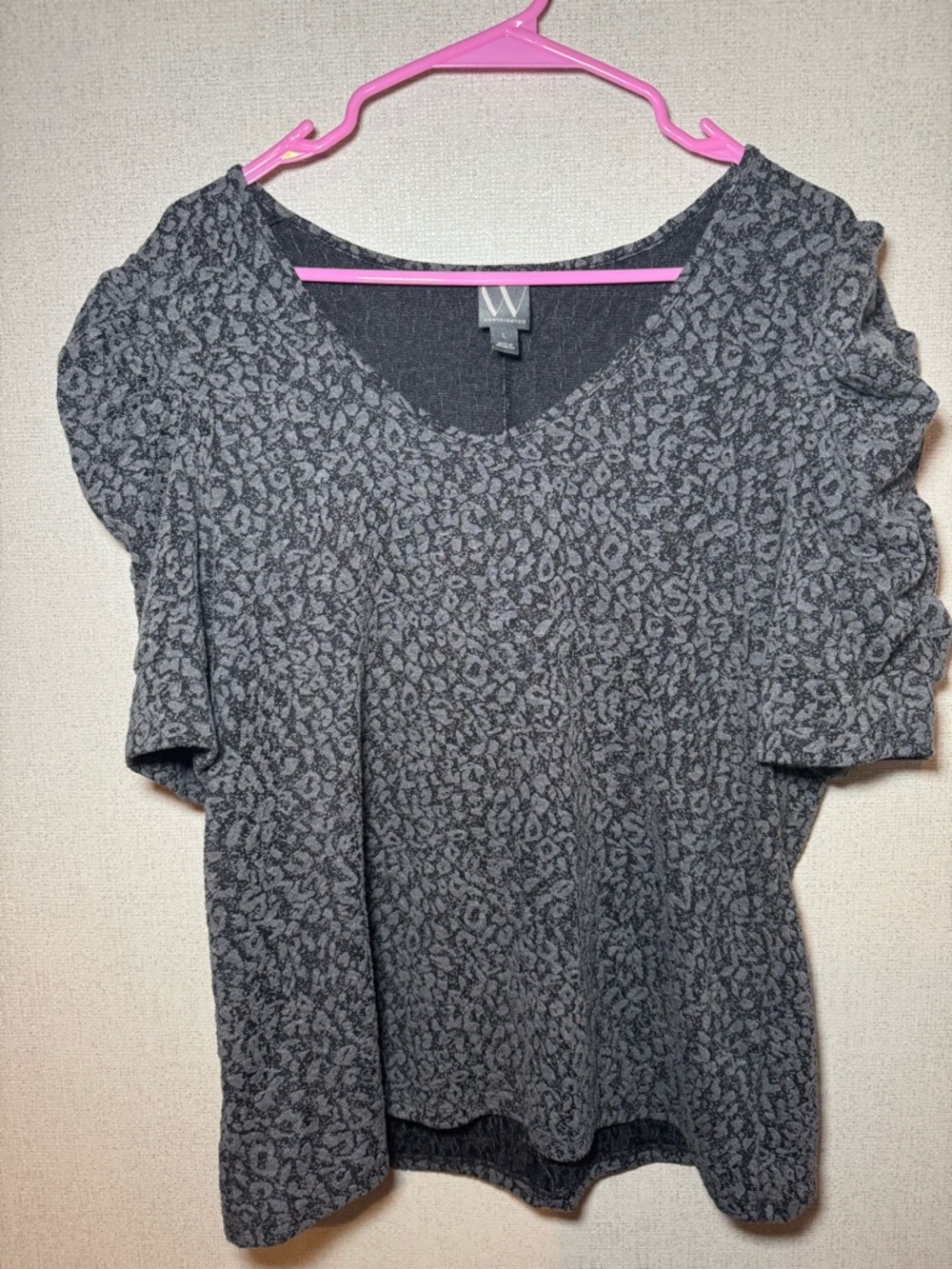 Worthington Charcoal Gray Puff Sleeve Top